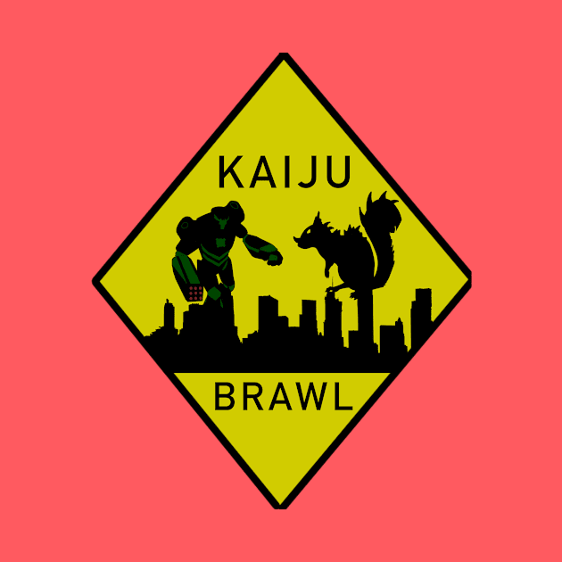 Kaiju Brawl Warning Sign by Kangavark