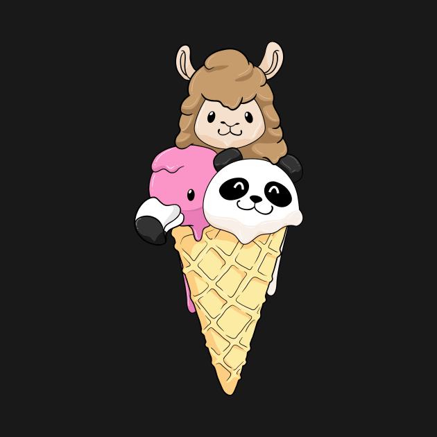 Kids Funny Ice Cream Shirt Flamingo Panda Llama icecream by ELFEINHALB