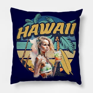 80s Retro Vintage Hawaii Pillow