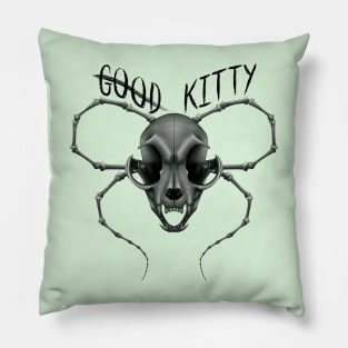 G̶o̶o̶d̶ Kitty Skull Black Text Green Pillow