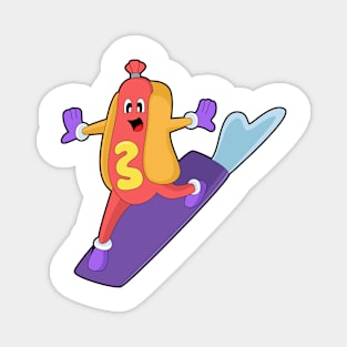 Hotdog as Snowboarder with Sonowboard Magnet