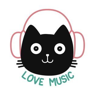 Cute cat listening music T-Shirt