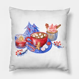 Christmas morning greeting card Pillow