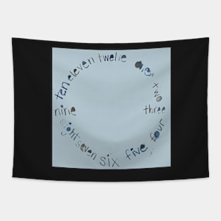 Blue Gray Clock with Numbers, original watercolor Tapestry