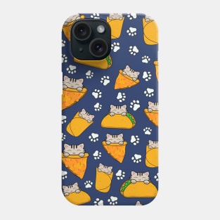 Cute cat burrito, taco and pizza pattern Phone Case