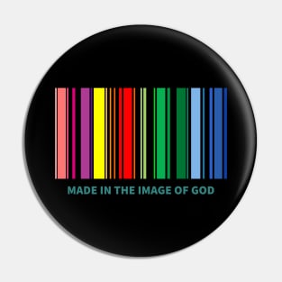 Rainbow Barcode: Made In The Image Of God Pin