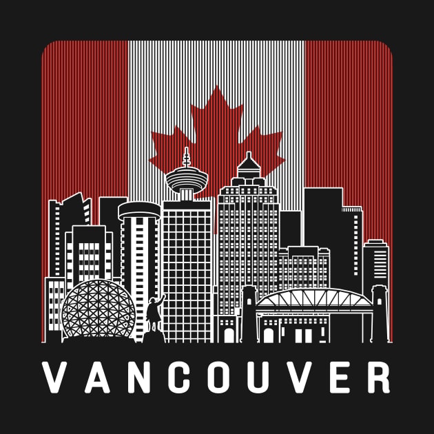 Vancouver Canada Skyline Flag by travel2xplanet