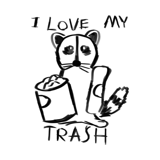 Raccoon Loves Trash Hand Drawn Ver. 2 by JunkArtPal