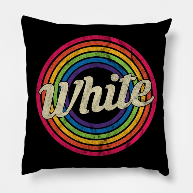 White - Retro Rainbow Faded-Style Pillow by MaydenArt