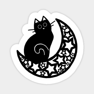 Lunar Cat on the Moon Magnet