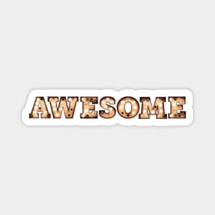 Awesome Word with Gold Metallic Light Bulbs Magnet