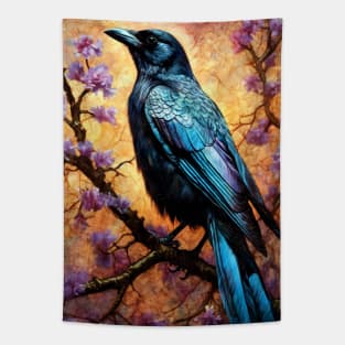 Crow bird painting colors art #crow Tapestry