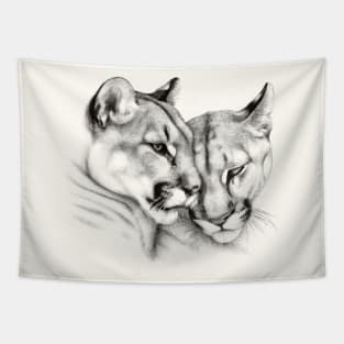 Mountain Lion Couple Love Tapestry