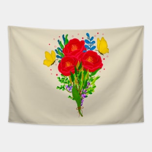 Red Roses Bouquet Tapestry