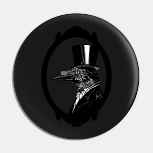 Raven in top hat Pin