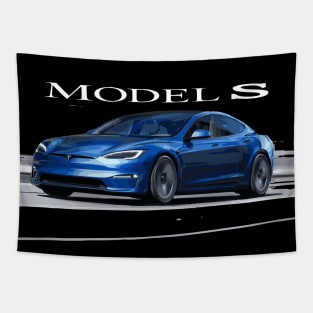 elon model s modified plaid dad blue Tapestry