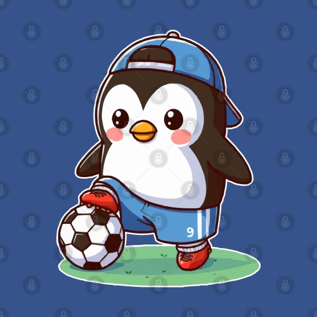 cute penguin as a soccer player by fikriamrullah