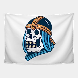 Skull With Old War Helmet Tapestry