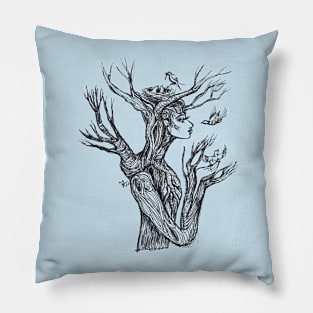 Tree Woman with Branch Arms Pillow