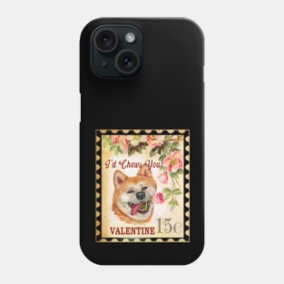 Akita inu Vintage Valentine Funny Dog With Rose Phone Case