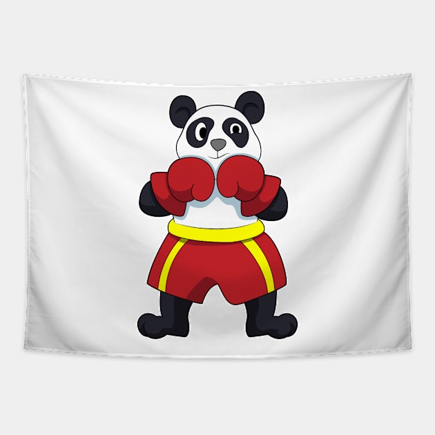 Panda as Boxer with Boxing gloves Tapestry by Markus Schnabel