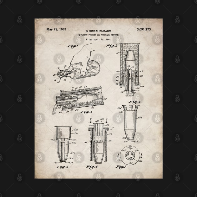 Whisky Pourer Patent - Whisky Art - Antique by patentpress