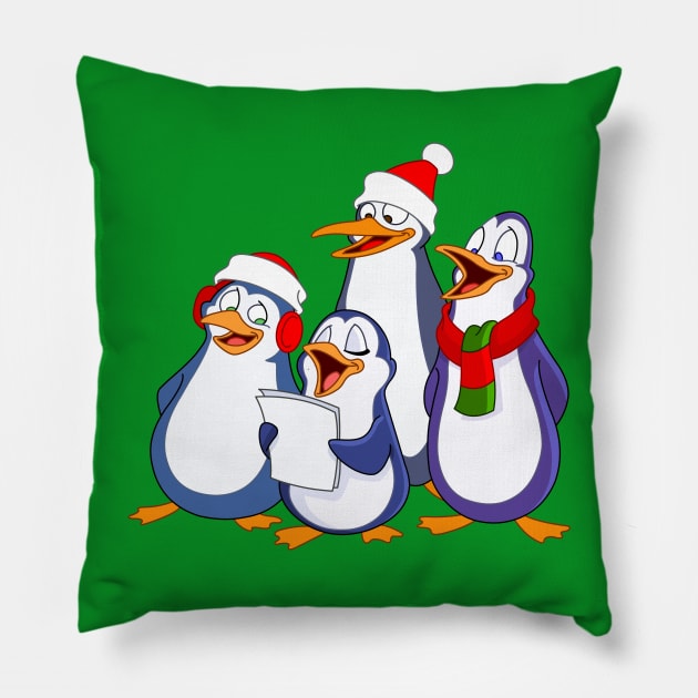 Caroling Penguins Pillow by DigiToonsTreasures