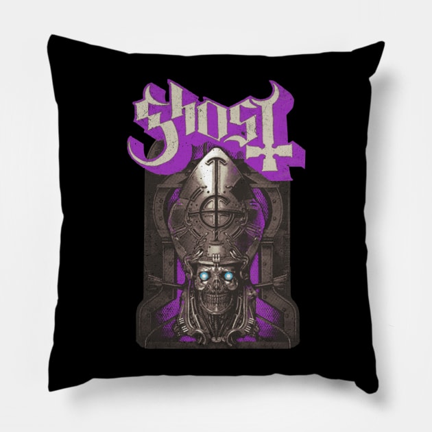 Distressed Phantomime Retro Purple Pillow by Jina Botak