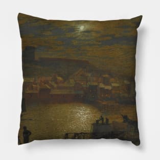 Whitby from Scotch Head, Moonlight on the Esk by John Atkinson Grimshaw Pillow