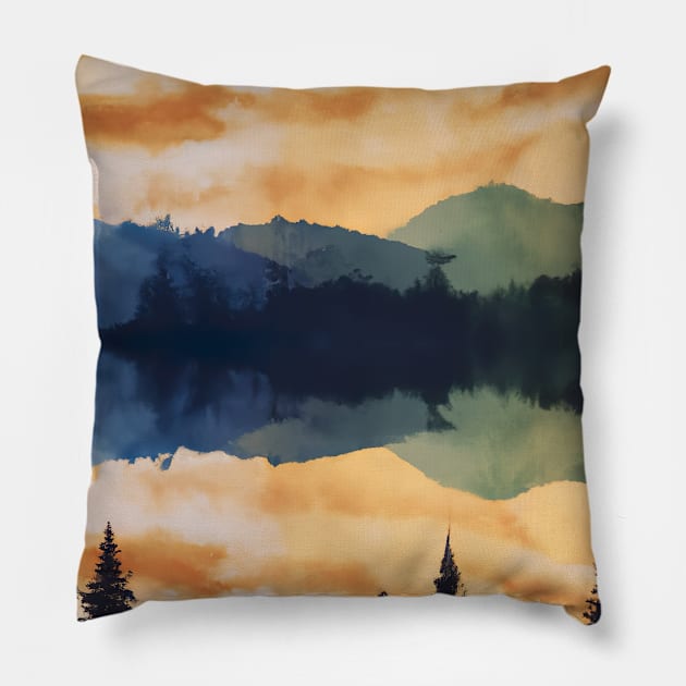 Forest Painting Pillow by maxcode