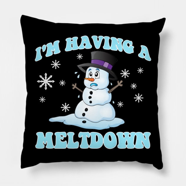 I'm Having A Meltdown Snowman Christmas Frost Pillow by artbooming