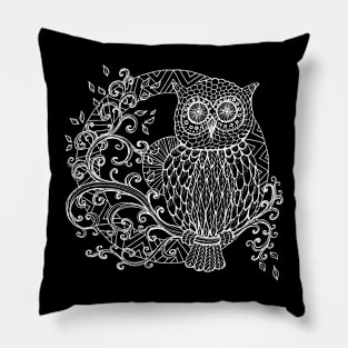 Owl Mandala Drawing Pillow