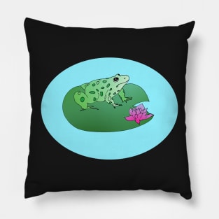 Frog Lily pad frog pond lotus flower Frog lover Pillow