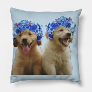 Cute flower crown dog Pillow