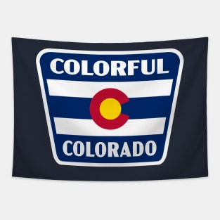 Colorful Colorado Retro Flag Badge (Blue) Tapestry