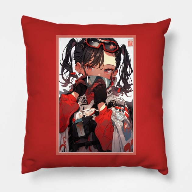 Aesthetic Anime Girl Red White Black | Quality Aesthetic Anime Design | Chibi Manga Anime Art Pillow by AlNoah