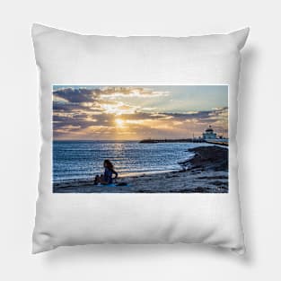 The Sunbather, sunset at StKilda Pier, StKilda, Victoria, Autralia. Pillow