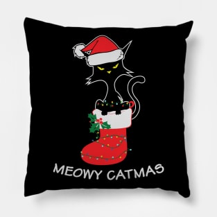 Meowy Catmas Christmas Stockings Gift for Cat Lovers Pillow