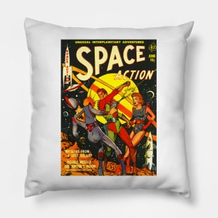 Space Action - 1950's comic Pillow