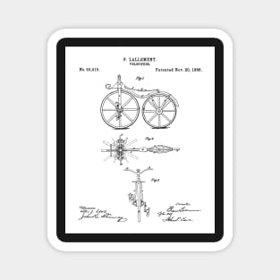 Bicycle Patent - Cycling Cyclist Bike Riding Fan Art - White Magnet