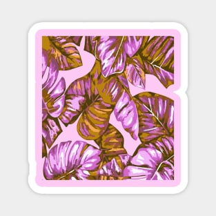 Tropical Leaves Of Banana and Monstera Lilac Ochre Cut Out Magnet