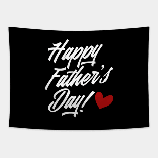 Simple Happy Father's Day Calligraphy with Red Heart Tapestry