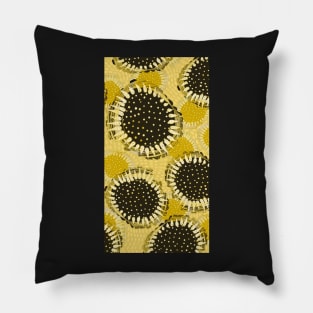 Sunnyflower | Bright Yellow and Black Sunflowers - Digitally Illustrated Abstract Flower Pattern for Home Decor, Clothing Fabric, Curtains, Bedding, Pillows, Upholstery, Phone Cases and Stationary Pillow