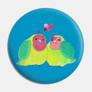 Cute Watercolor Love Birds Pin