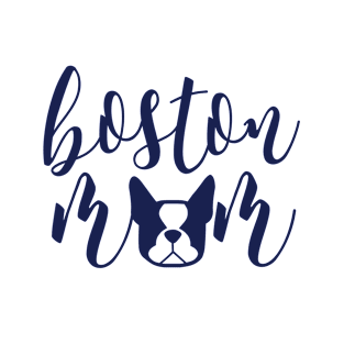 Boston Terrier Mom - Boston fur mama in navy blue - Boston Terrier decal sticker T-Shirt