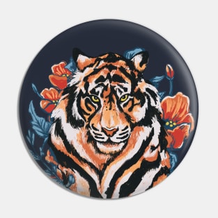 Tiger with Peonies by Cindy Rose Studio Pin