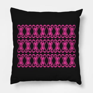 Flamingo Couple Heart Pattern X Pink Pillow