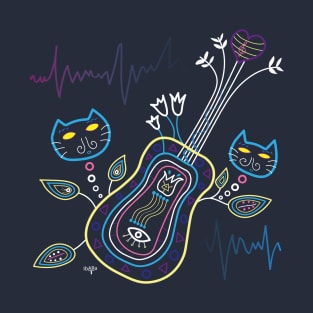 Music Cats Love Guitar T-Shirt