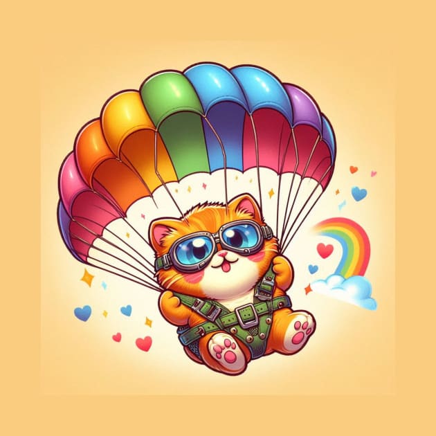 Rainbow parachute cat by grazkaa