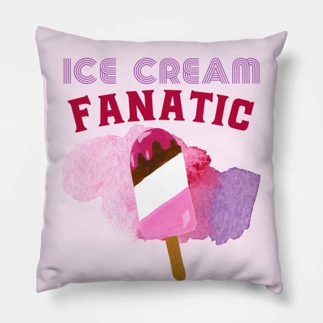 Ice cream fanatic pink and purple icy pole Pillow by Fiasco Designs